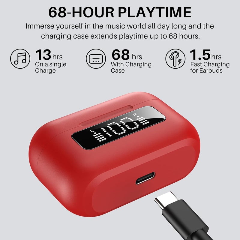 TOZO Hybrid Active Noise Cancelling Wireless Earbuds with 6 Mics AI Clear Call Ear Buds 68H Playtime with LED Display 32 Preset EQs via APP Bluetooth 5.3 IPX8 Waterproof in Ear Headphones - Image 5